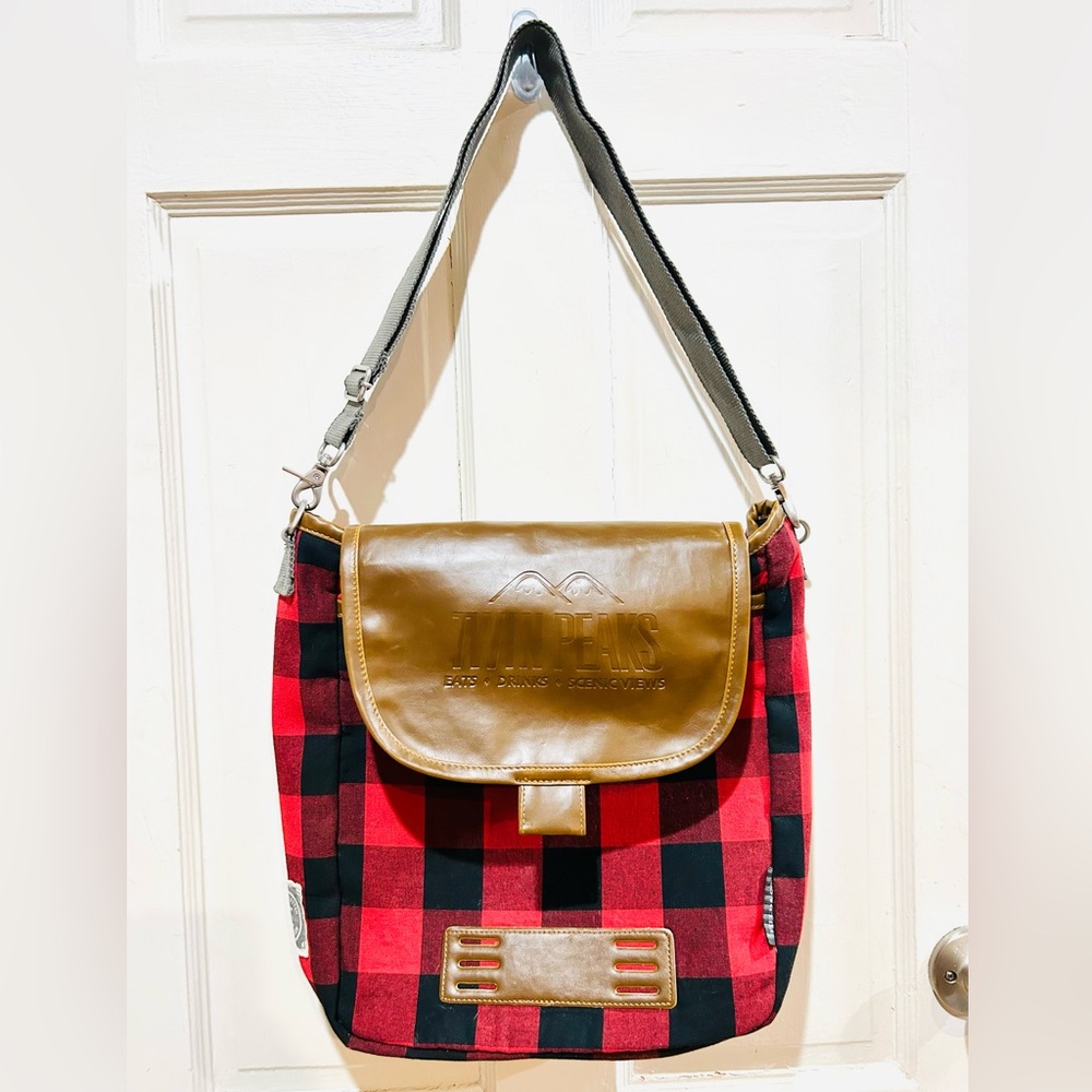 RARE NWOT Field & Co x Twin Peaks Campster Satchel Buffalo Plaid Vegan Leather - Picture 3 of 10